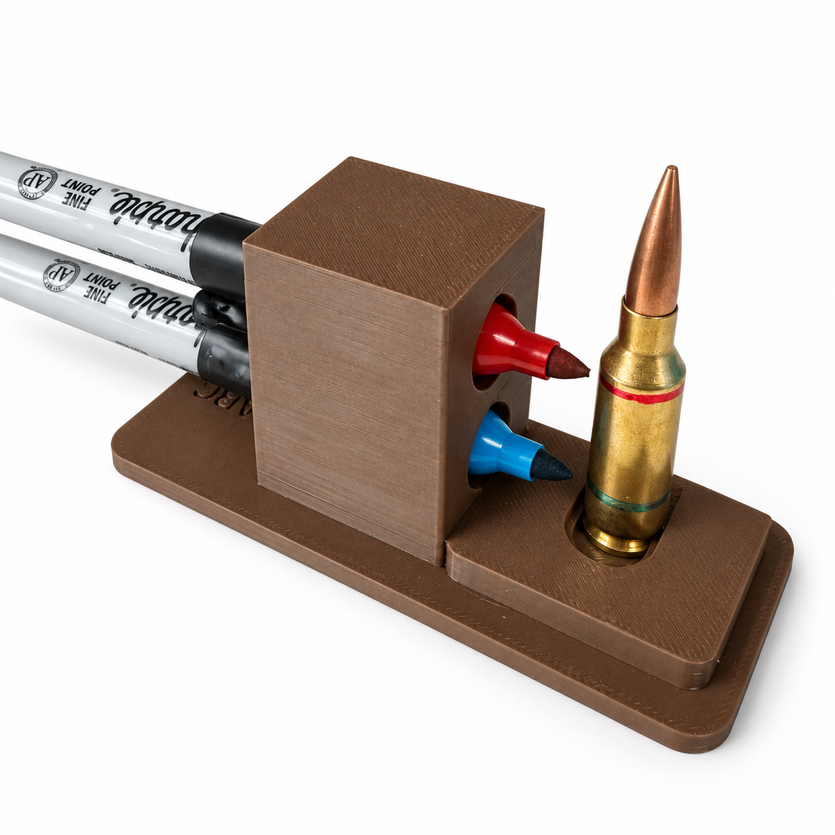 6 ARC brass marker with red and blue markers and marked cartridge