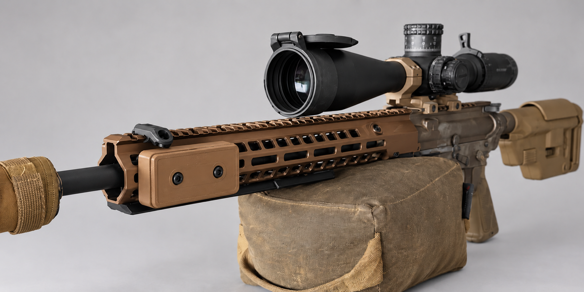 Thick M-LOK weight kit installed, wider angled view