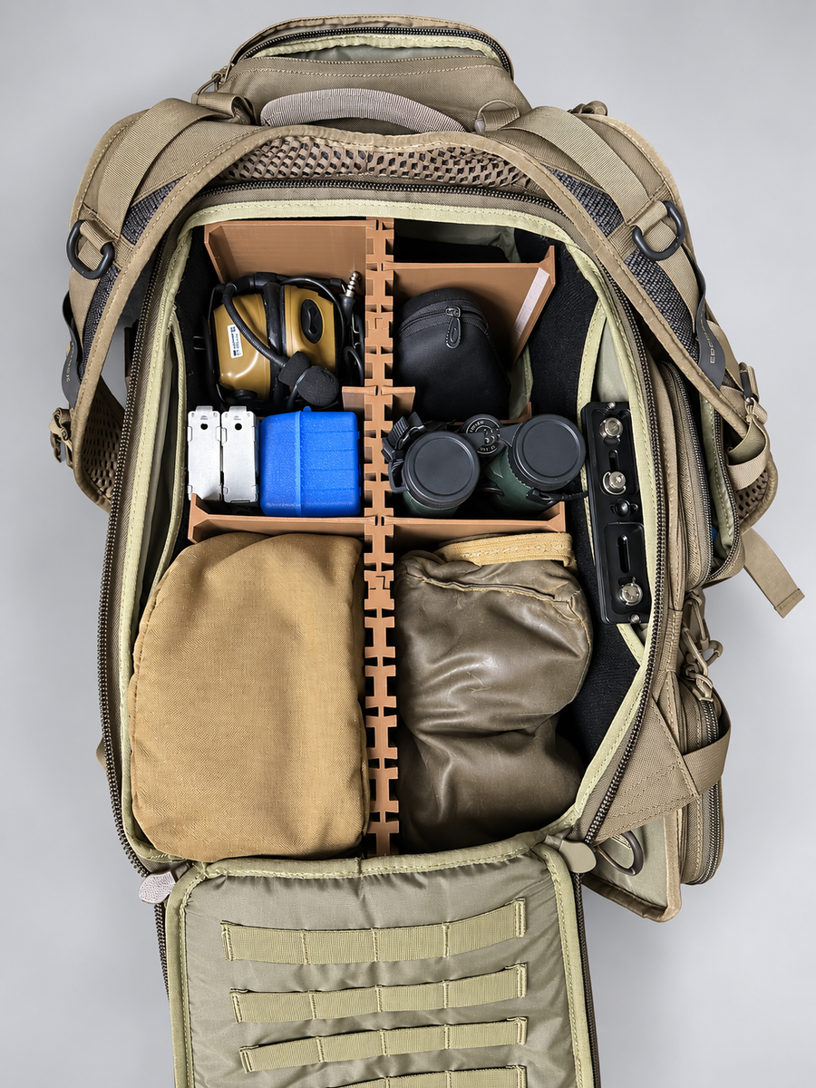 UpRanger bag divider organizer loaded with equipment
