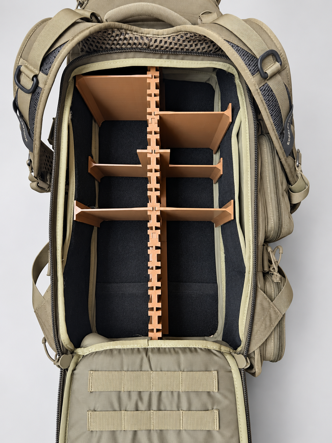 UpRanger bag divider organizer installed in empty bag